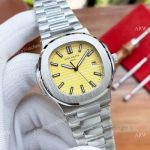 New Replica AAA Watches Patek Philippe Nautilus Lemon Dial Stainless Steel Watches Automatic